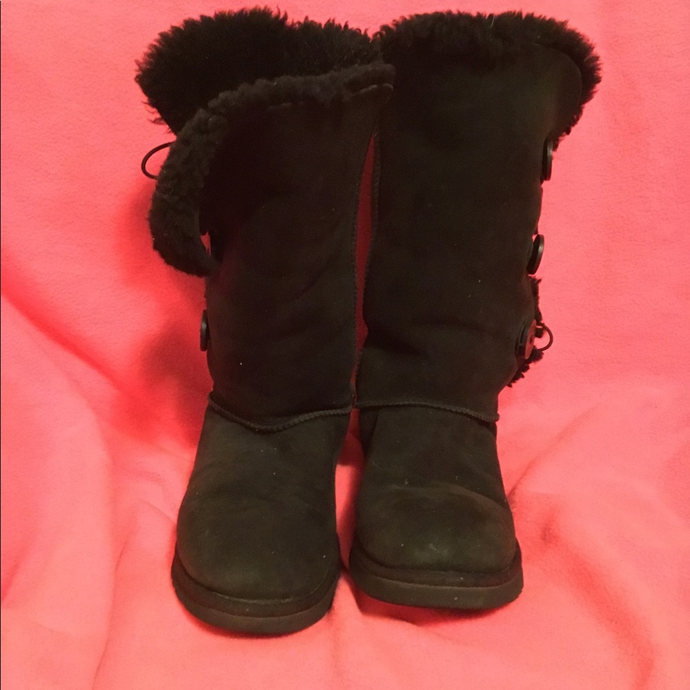 Black Suede Leather UGG Boots Size 8M - Picture 2 of 6
